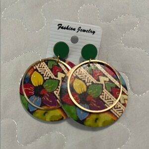 Colorful Floral Hoop Earrings